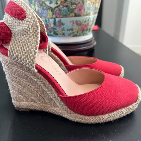 J. Crew Red Lace-Up Round-Toe Canvas Espadrilles - Picture 5 of 9